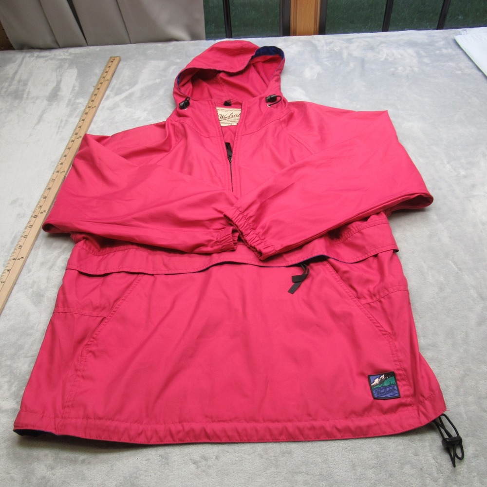 Woolrich‎ Jacket Women Large Pink Packable Hooded Windbreaker Anorak 90s VTG